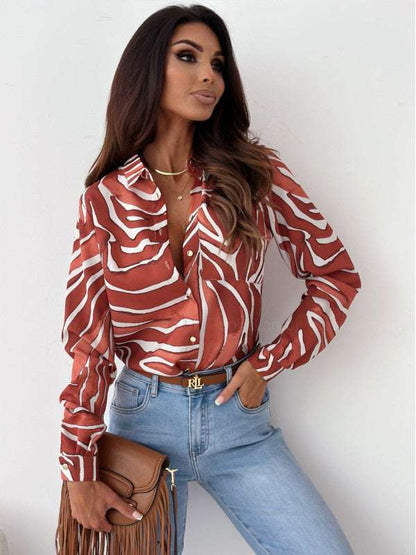 Women's Casual Collar Button-up Shirt - ChoreGirl