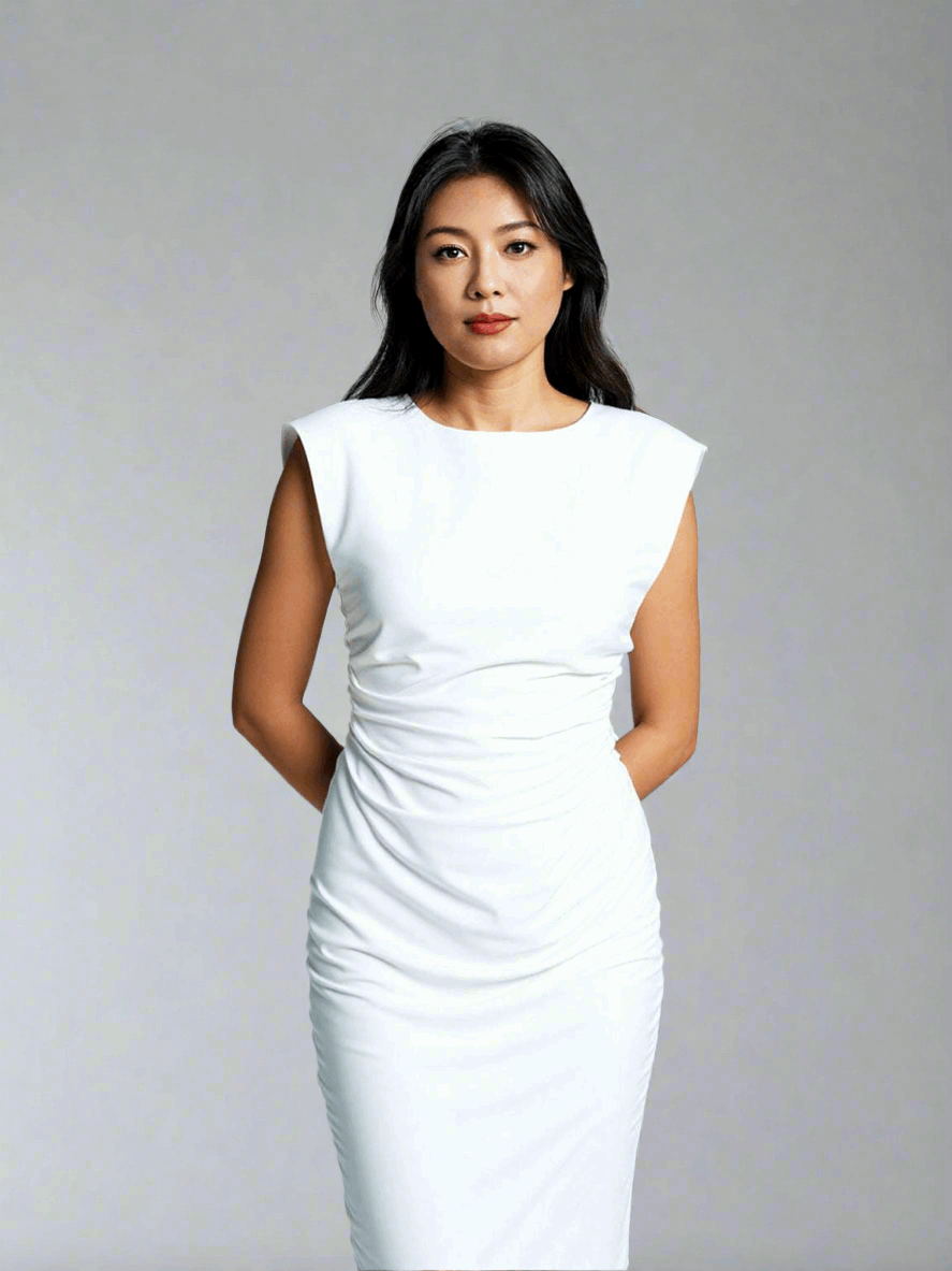 Women's White Elegance Slim-fit Split Midi Dress