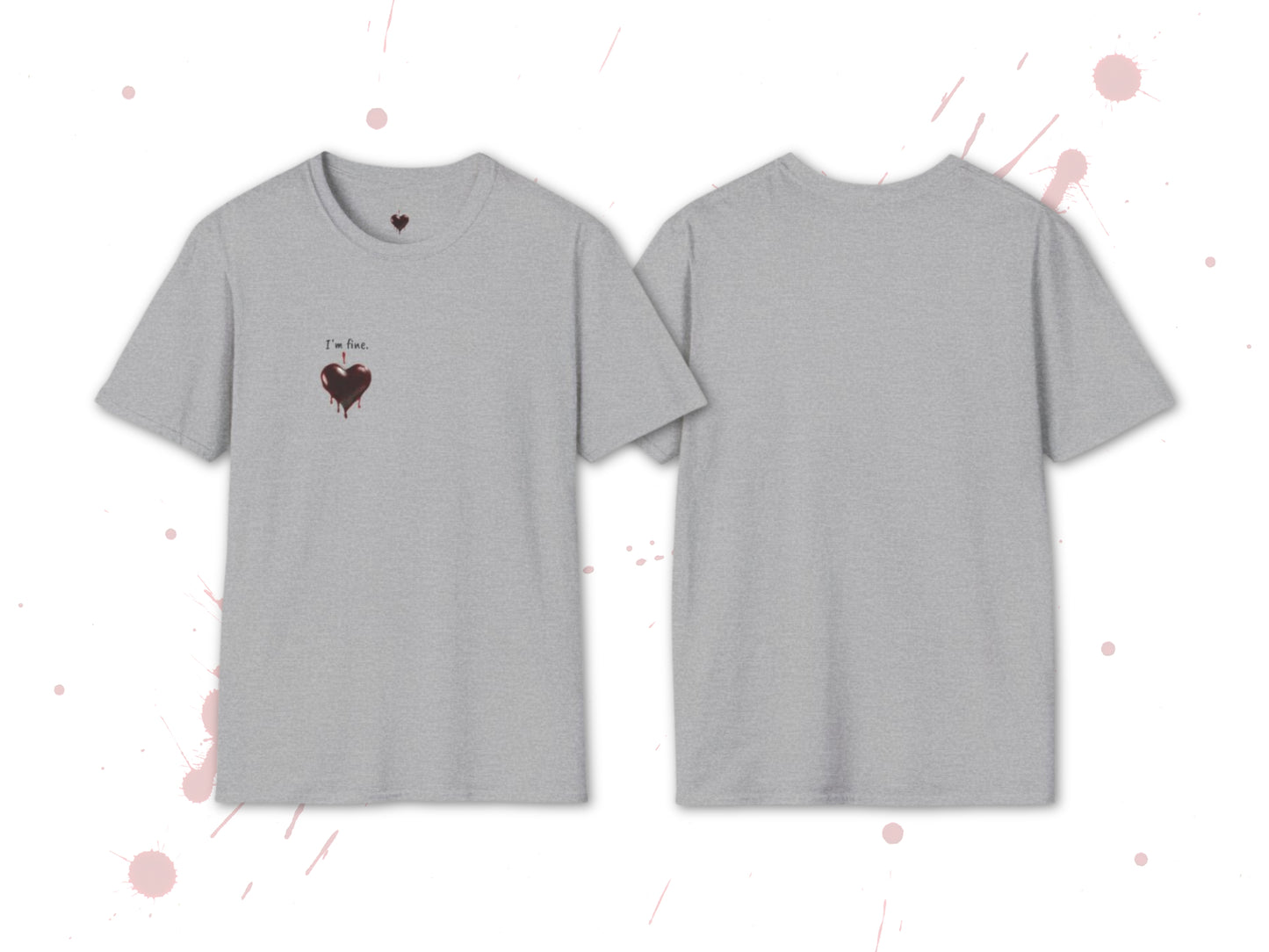 Custom Unisex Bloody Valentine Anti Valentine's Day I'm fine. Softstyle T-Shirt | PERSONALIZED - ChoreGirl