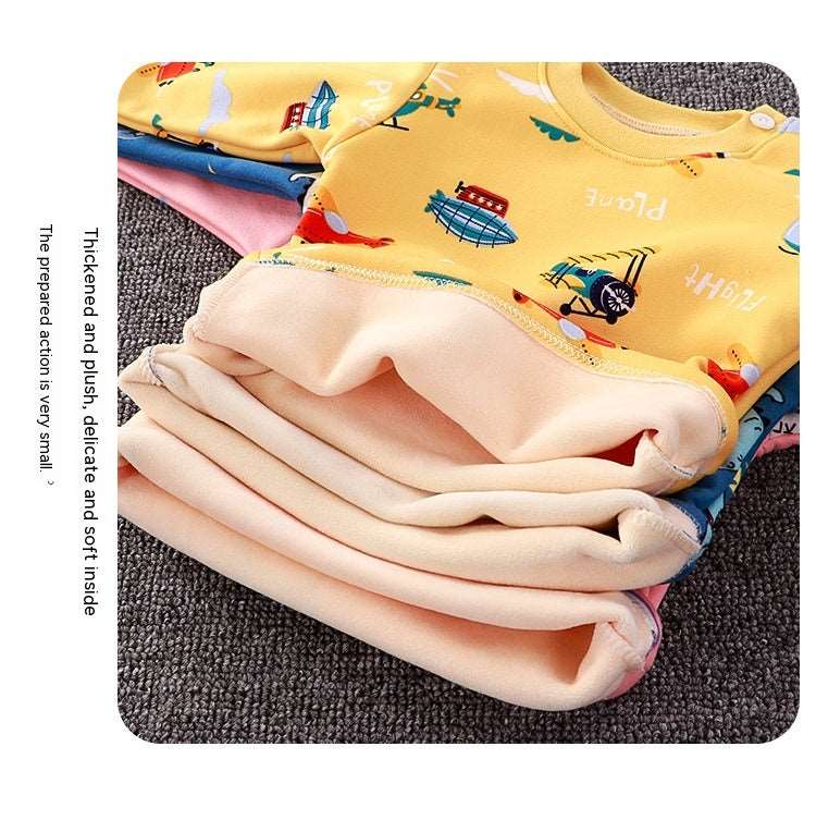 Baby Fleece-lined Thick High Waist Thermal Underwear Set - ChoreGirl