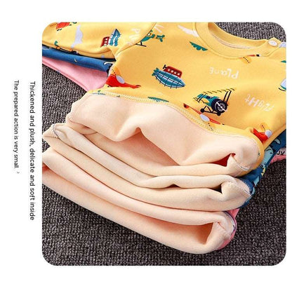 Baby Fleece-lined Thick High Waist Thermal Underwear Set - ChoreGirl
