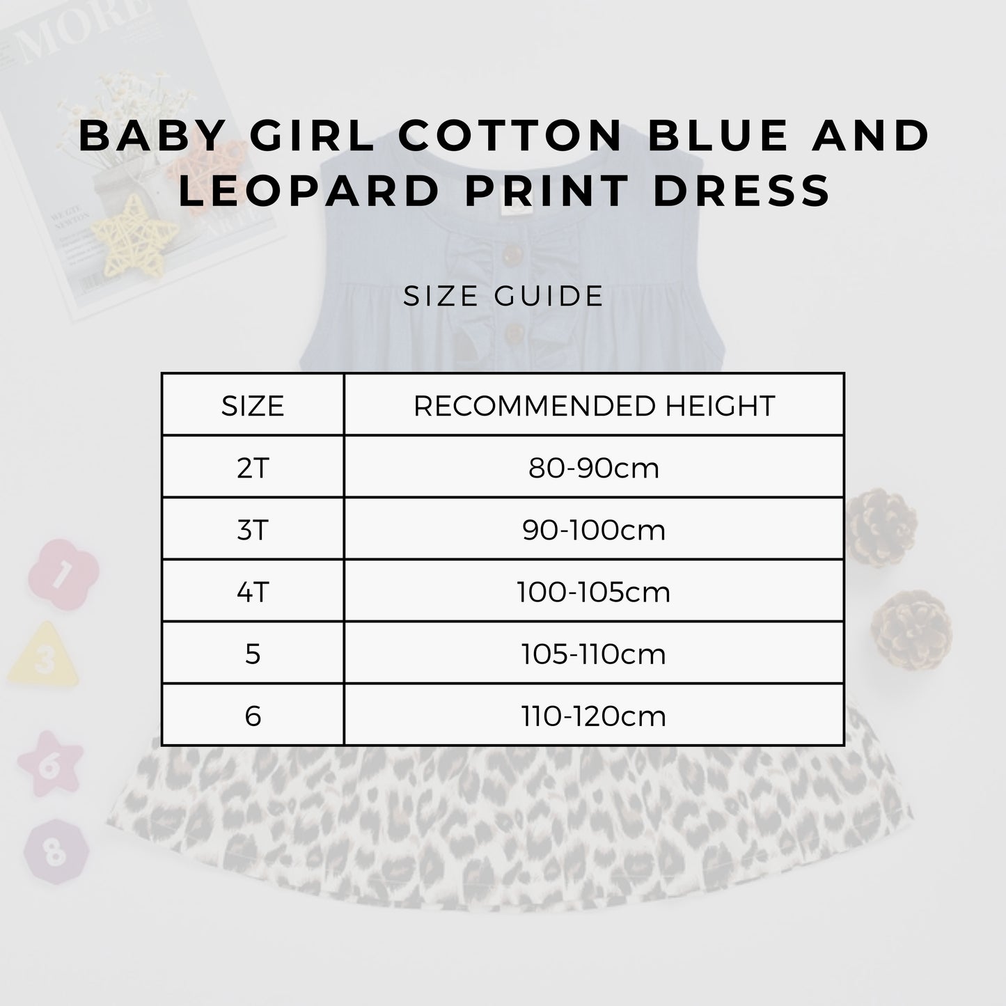 Baby Girl Cotton Blue and Leopard Print Dress - ChoreGirl