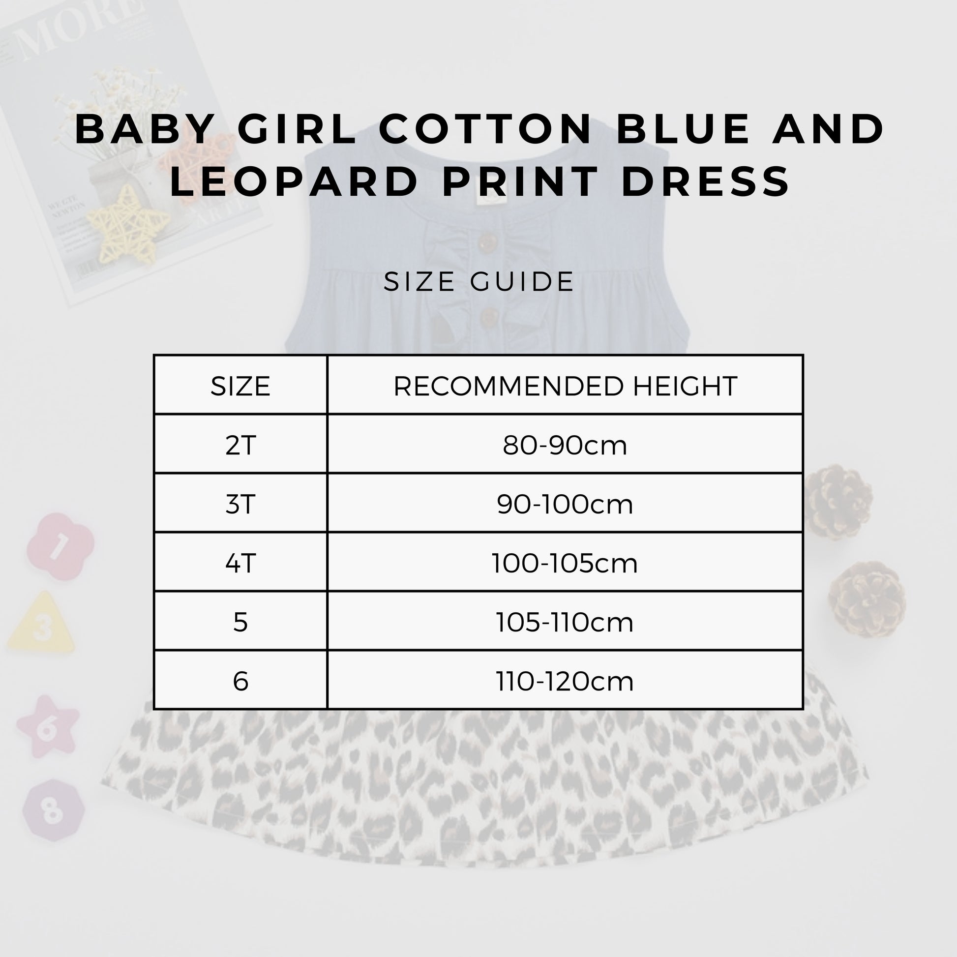 Baby Girl Cotton Blue and Leopard Print Dress - ChoreGirl