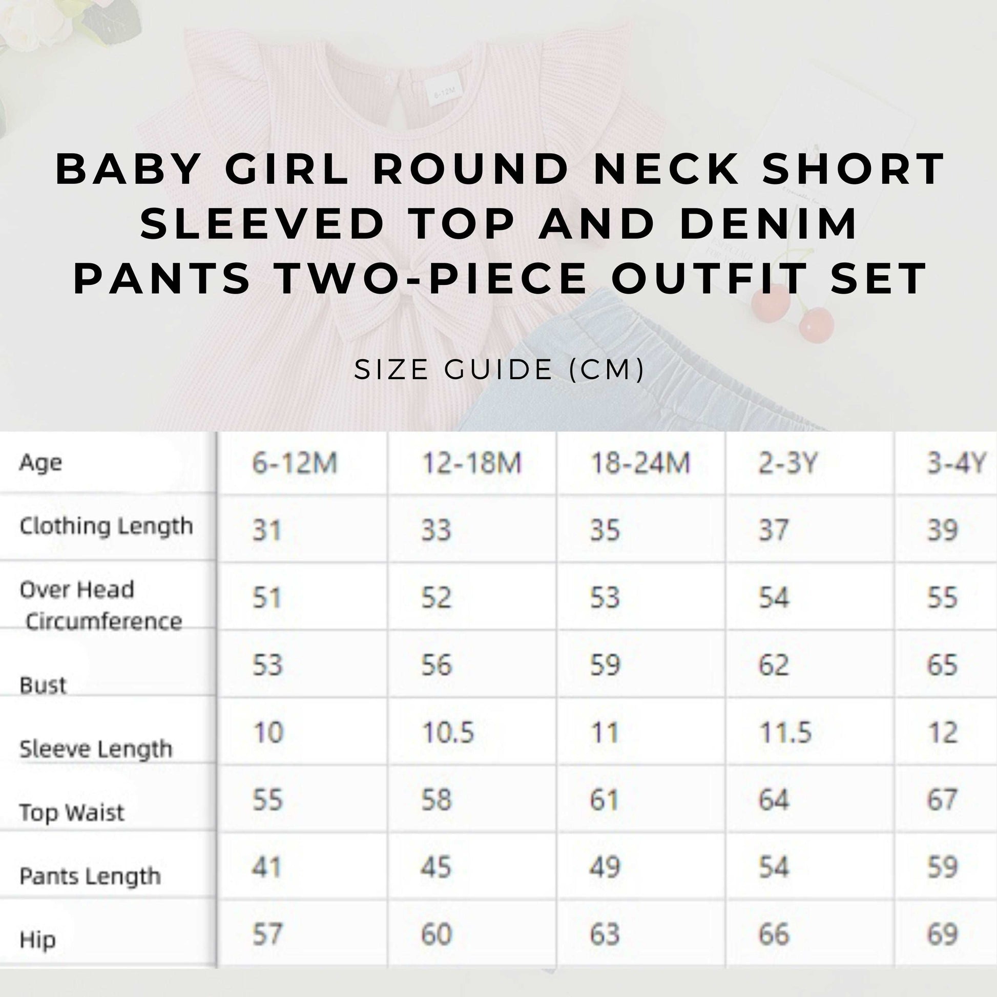 Baby Girl Round Neck Short Sleeved Top and Denim Pants Two-piece Outfit Set - ChoreGirl