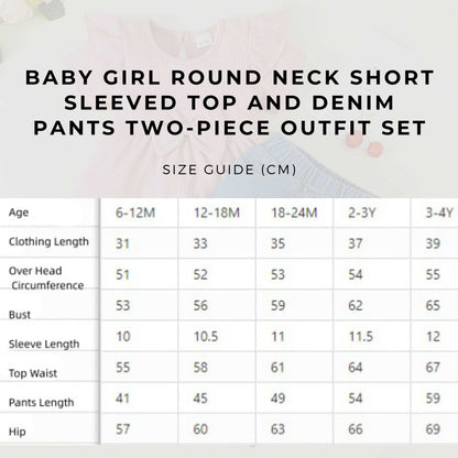 Baby Girl Round Neck Short Sleeved Top and Denim Pants Two-piece Outfit Set - ChoreGirl