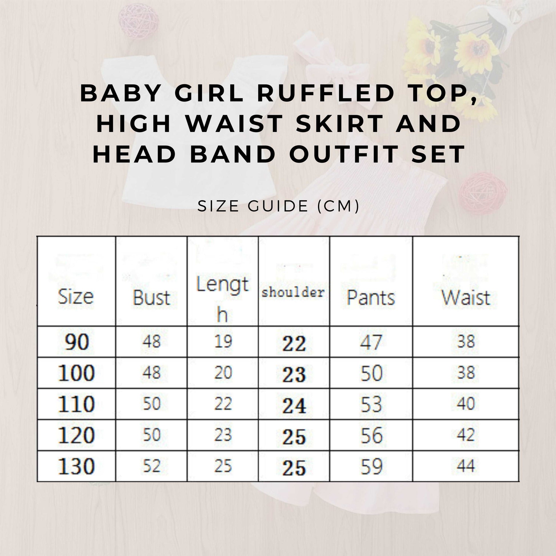 Baby Girl Ruffled Top, High Waist Skirt and Head Band Outfit Set - ChoreGirl