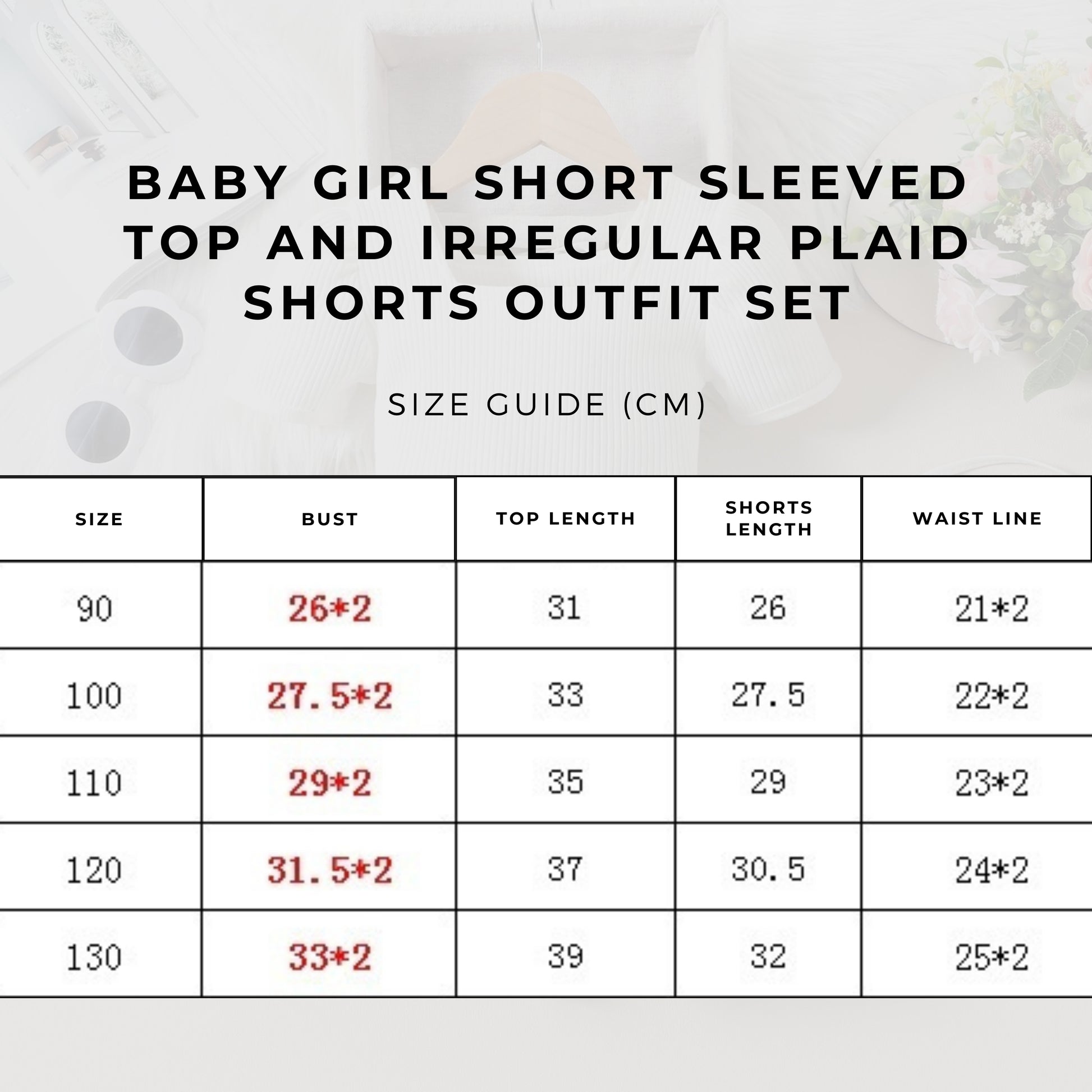 Baby Girl Short Sleeved Top and Irregular Plaid Shorts Outfit Set - ChoreGirl