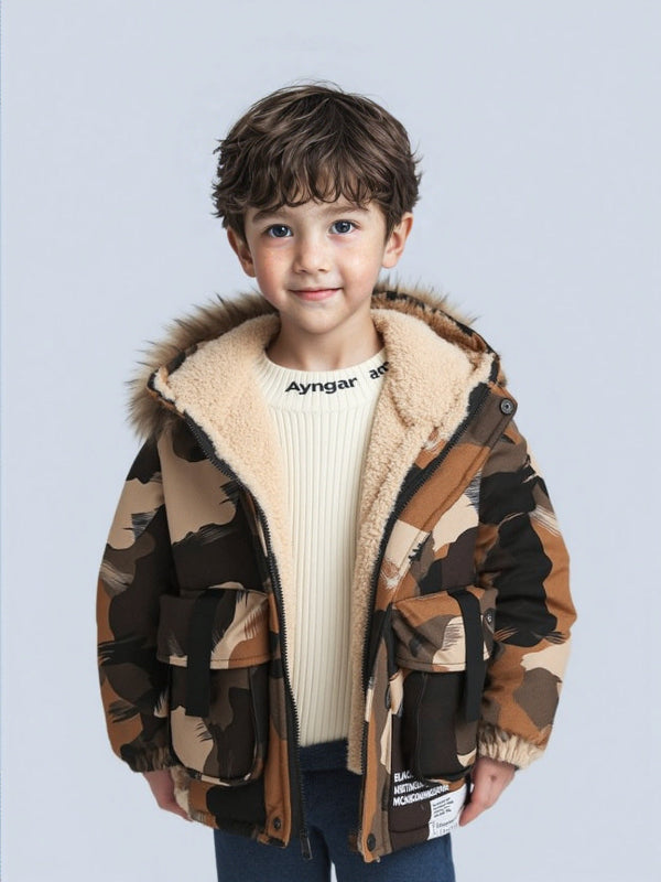 Boy Foreign-style Baby Winter Camouflage Padded Jacket - ChoreGirl