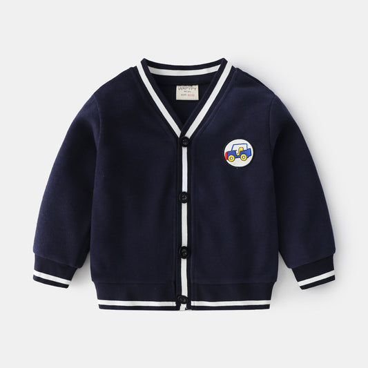 Boy's Button-up V-neck Knit Cardigan - ChoreGirl