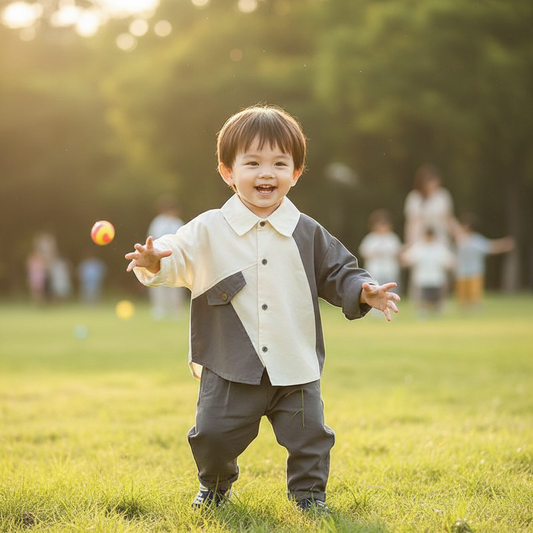 Boy's Loose Fit Long Sleeve Shirt and Pants Two-piece Outfit Set