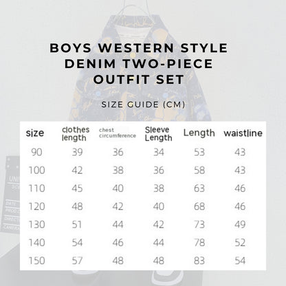 Boys Western Style Denim Two-piece Outfit Set - ChoreGirl