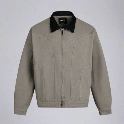 Men’s Washed Cord Collar Workwear Harrington Jacket – Light Brown