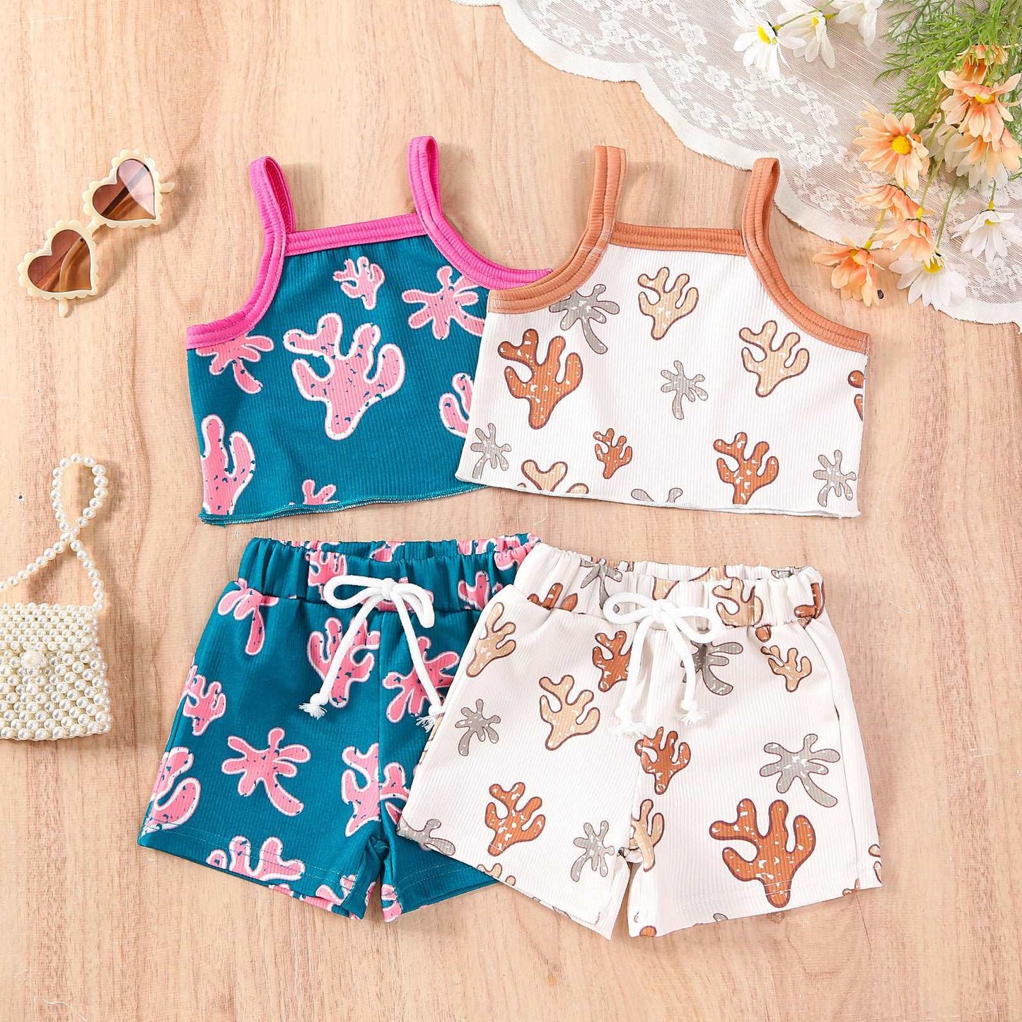 Baby Girl Striped Colorful Sleeveless Top and Shorts Outfit Set - ChoreGirl