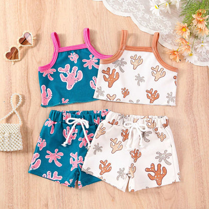 Baby Girl Striped Colorful Sleeveless Top and Shorts Outfit Set - ChoreGirl