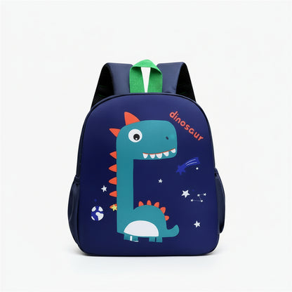 Children's backpack with a dinosaur design on a white background