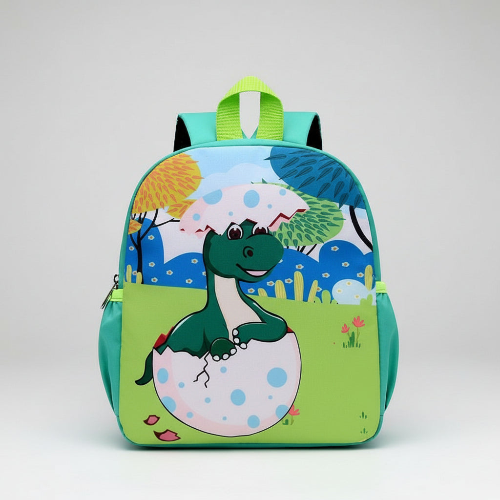 Children's backpack with dinosaur design on a white background