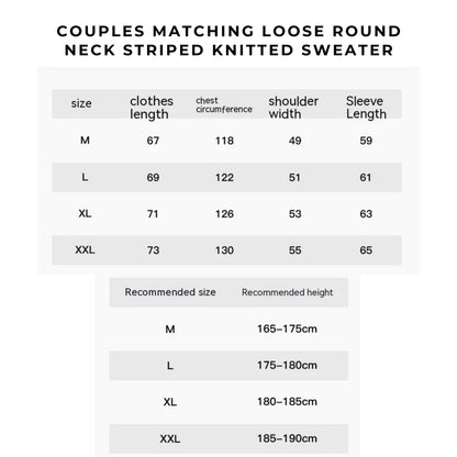 Couples Matching Loose Round Neck Striped Knitted Sweater - ChoreGirl