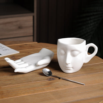 Creative Abstract Art Ceramic Cup with Plate - ChoreGirl