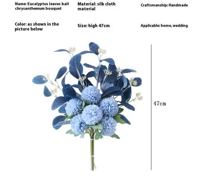 Essential Eucalyptus Leaves Chrysanthemum Multi-color Artificial Flower Bouquet - ChoreGirl