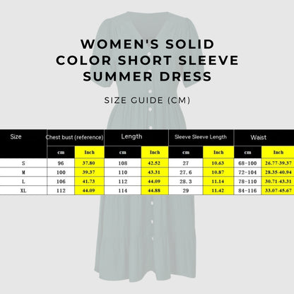 Women's Solid Color Short Sleeve Summer Dress - ChoreGirl