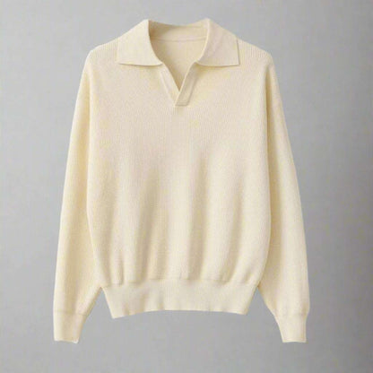 Men's Solid Color Loose Long Sleeves Polo Sweater