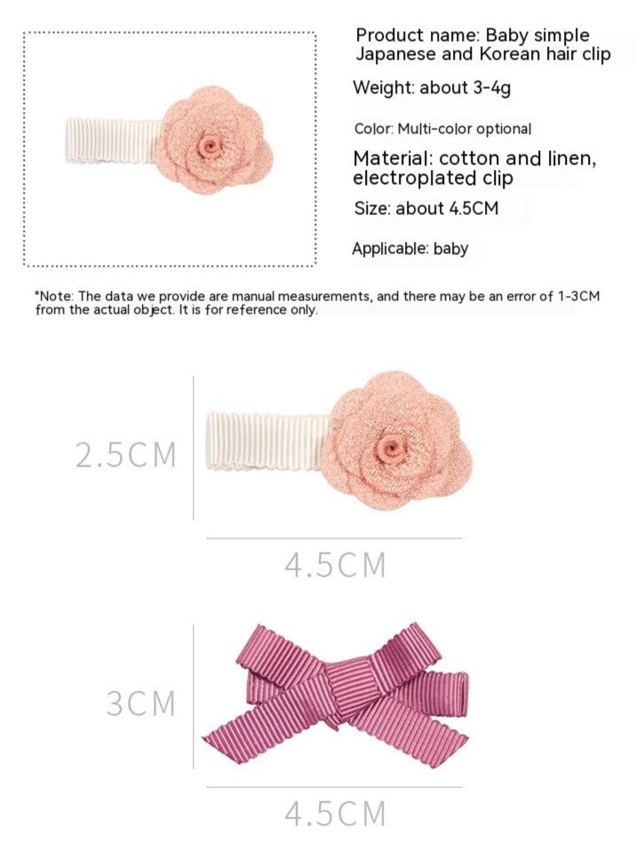 Girls Flower Bow Tie Lace Pearl Barrettes Hair Accessories Set - ChoreGirl