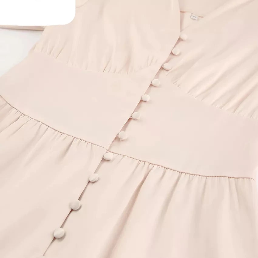 Women's Elegant Single Breasted High Waist Satin Long Dress - ChoreGirl