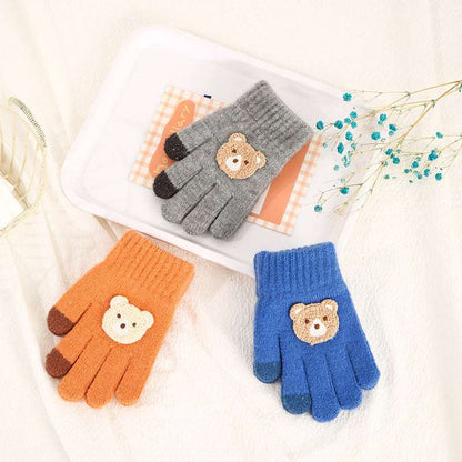  Kids Five Finger Knitted Wool Gloves