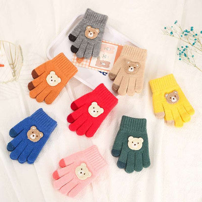  Kids Five Finger Knitted Wool Gloves