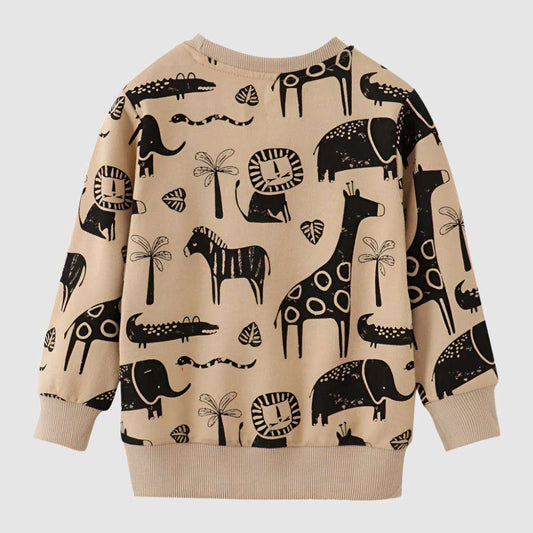 Kids Cotton Long Sleeve Animal Print Sweatshirt - ChoreGirl
