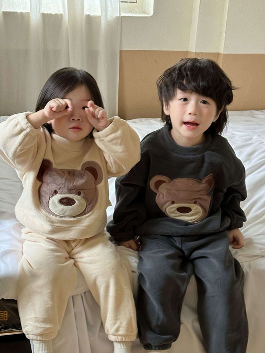 Kids Cute Teddy Warm Loungewear Outfit Set - ChoreGirl