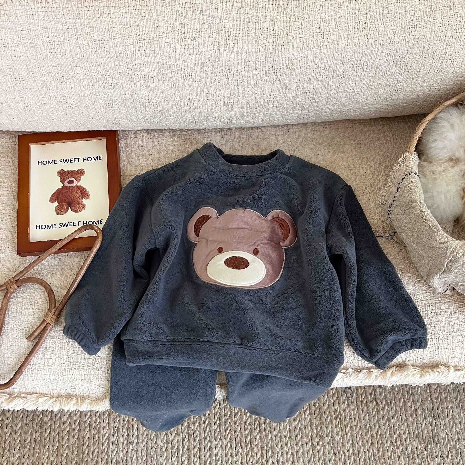 Kids Cute Teddy Warm Loungewear Outfit Set - ChoreGirl