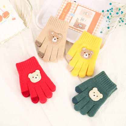  Kids Five Finger Knitted Wool Gloves