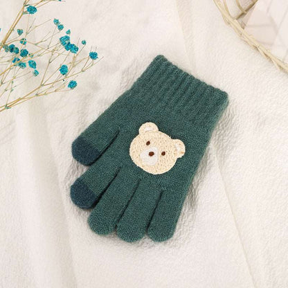 Kids Five Finger Knitted Wool Gloves