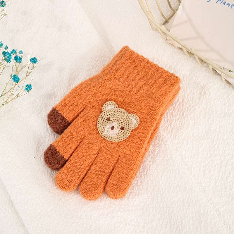 Kids Five Finger Knitted Wool Gloves