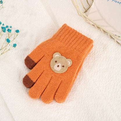 Kids Five Finger Knitted Wool Gloves