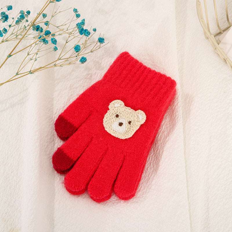 Kids Five Finger Knitted Wool Gloves