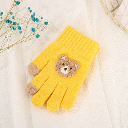 Kids Five Finger Knitted Wool Gloves