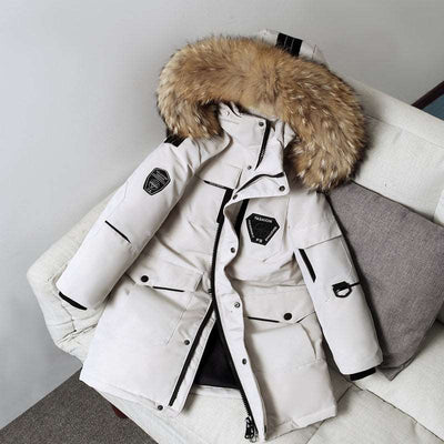 Kids Mid-length Thick Down Coat with Fur - ChoreGirl