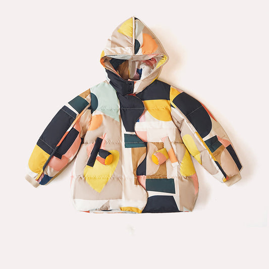 Kids Thick Mid-length Colorful Down Coat - ChoreGirl