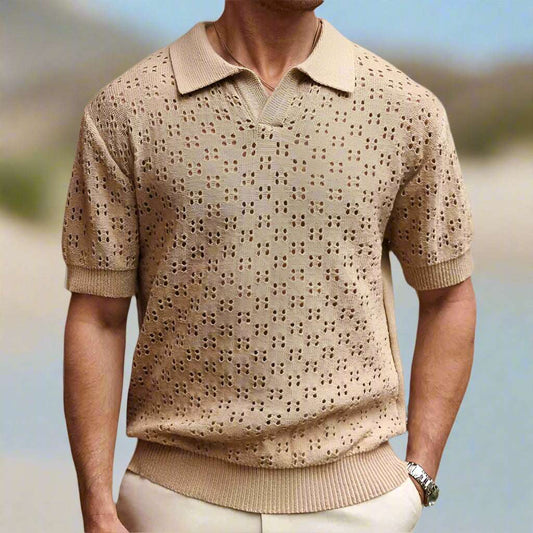 Men's Casual Dovetail Collar Tencel Polo Shirt - ChoreGirl