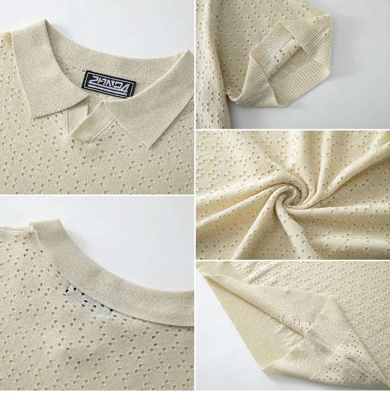 Men's Casual Dovetail Collar Tencel Polo Shirt - ChoreGirl
