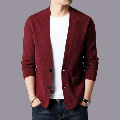 Men's Casual Knit Button-up Cardigan, Slim Fit Style