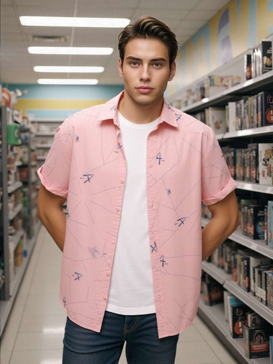 Men's Casual Trendy Print Short Sleeve Shirt - ChoreGirl