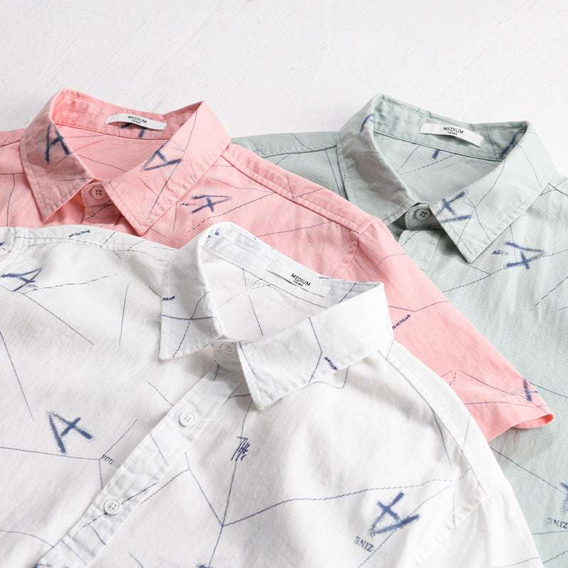 Men's Casual Trendy Print Short Sleeve Shirt - ChoreGirl