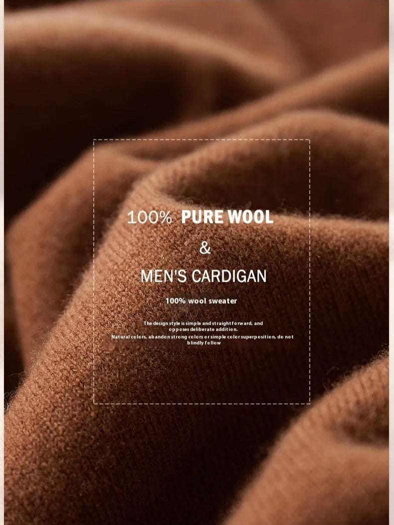 Men's Casual V-neck Wool Knit Cardigan - ChoreGirl