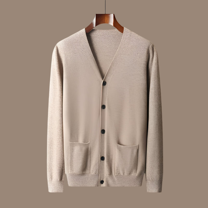 Men's Casual V-neck Wool Knit Cardigan - ChoreGirl