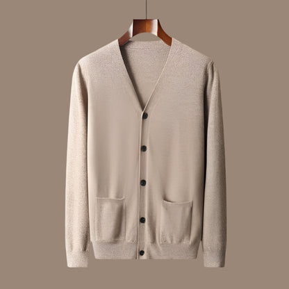 Men's Casual V-neck Wool Knit Cardigan - ChoreGirl