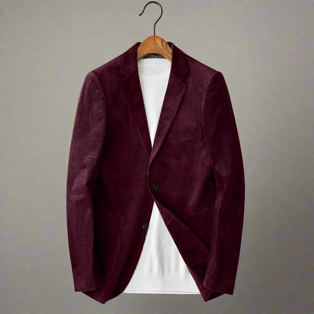 Men's Corduroy Thick Bold Stripes Suit Jacket - ChoreGirl