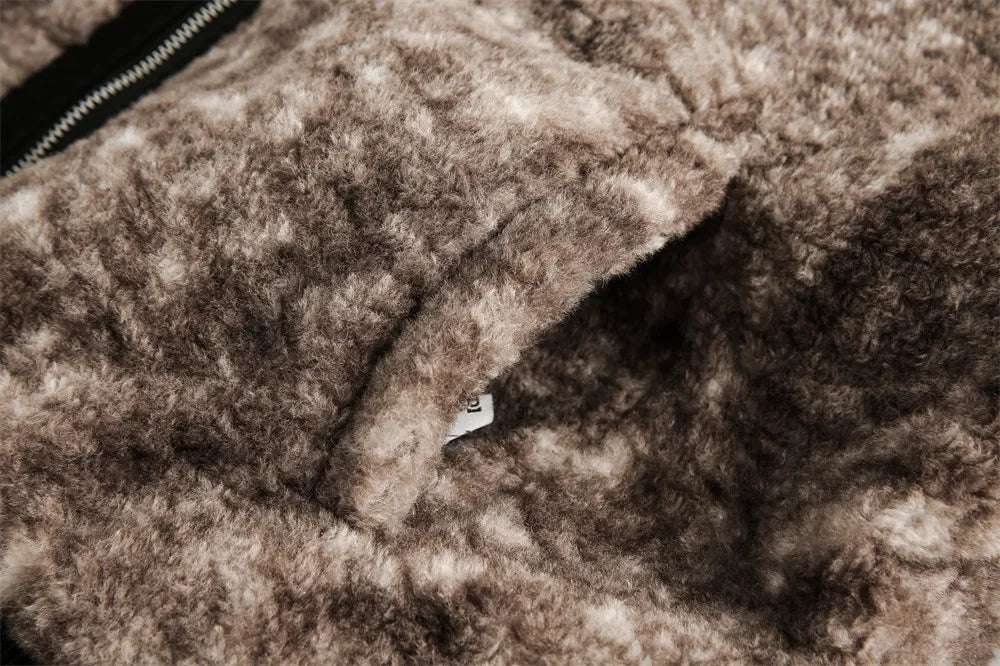 Men's Imitation Fur Leopard Print Double-sided Wear Cotton Coat Jacket with Hood - ChoreGirl